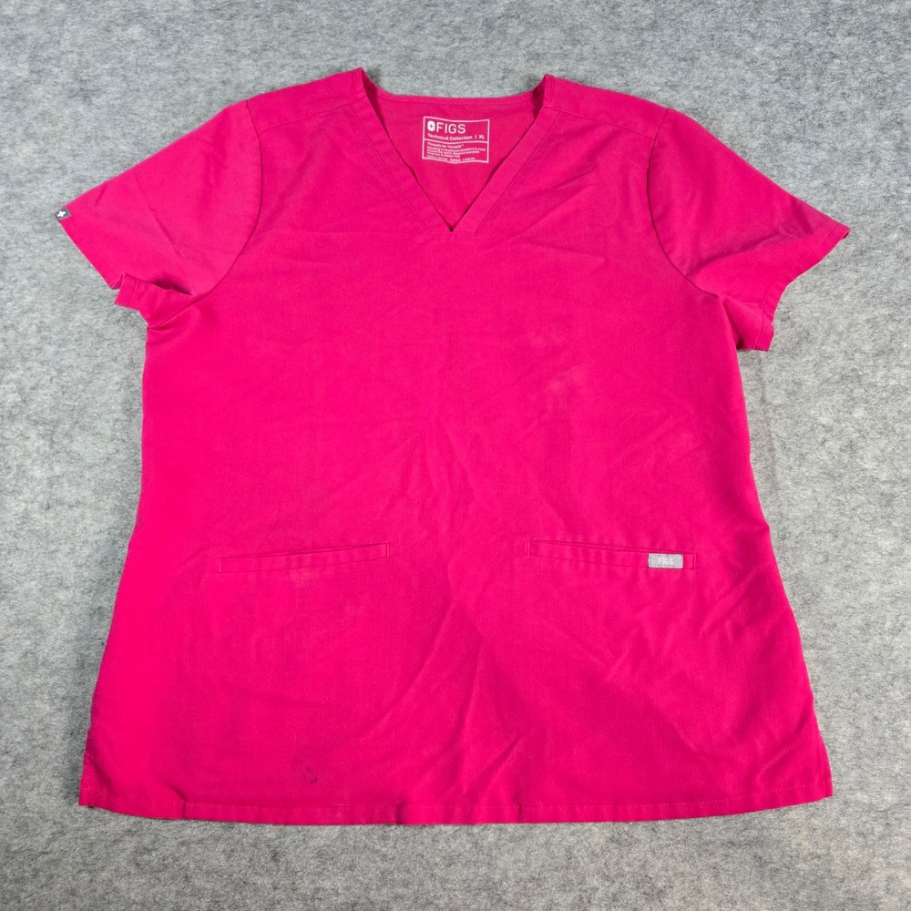 FIGS Womens Pink Casma Technical Collection V-Neck Scrub Top XL